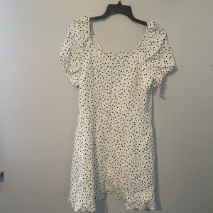 LOFT White and Black Polka Dot Mini Dress